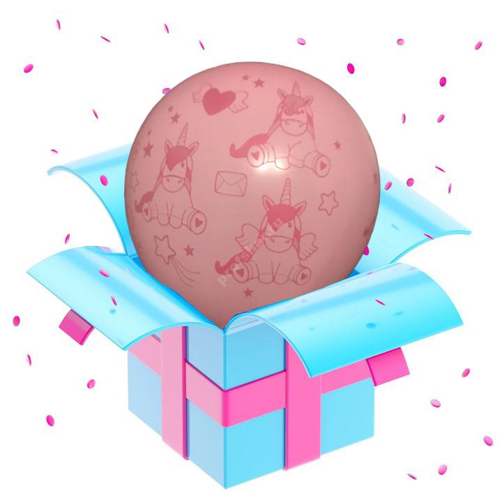 Шар с рисунком цвет розовый «Единорог»