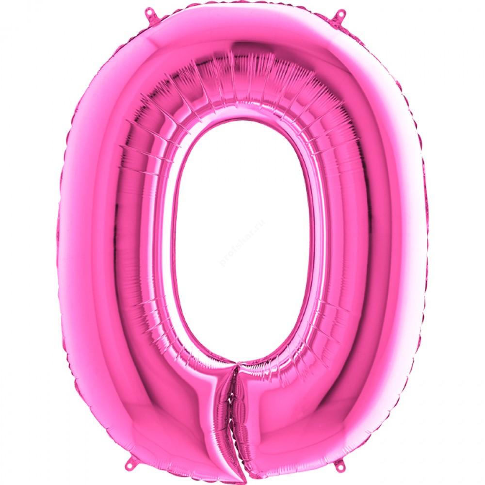 Фольгированная цифра розовая «ноль»