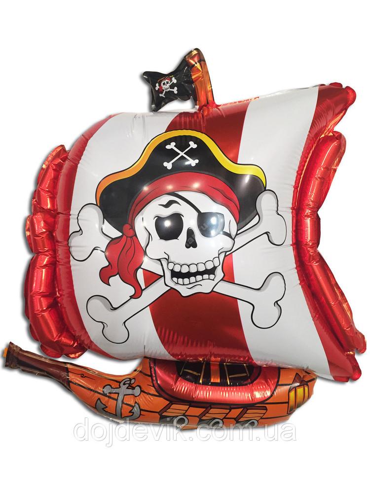 Фольгированный шар «Пиратский корабль Череп» цвет белый