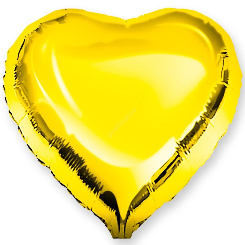 Шар фольгированный сердце цвет золотой
