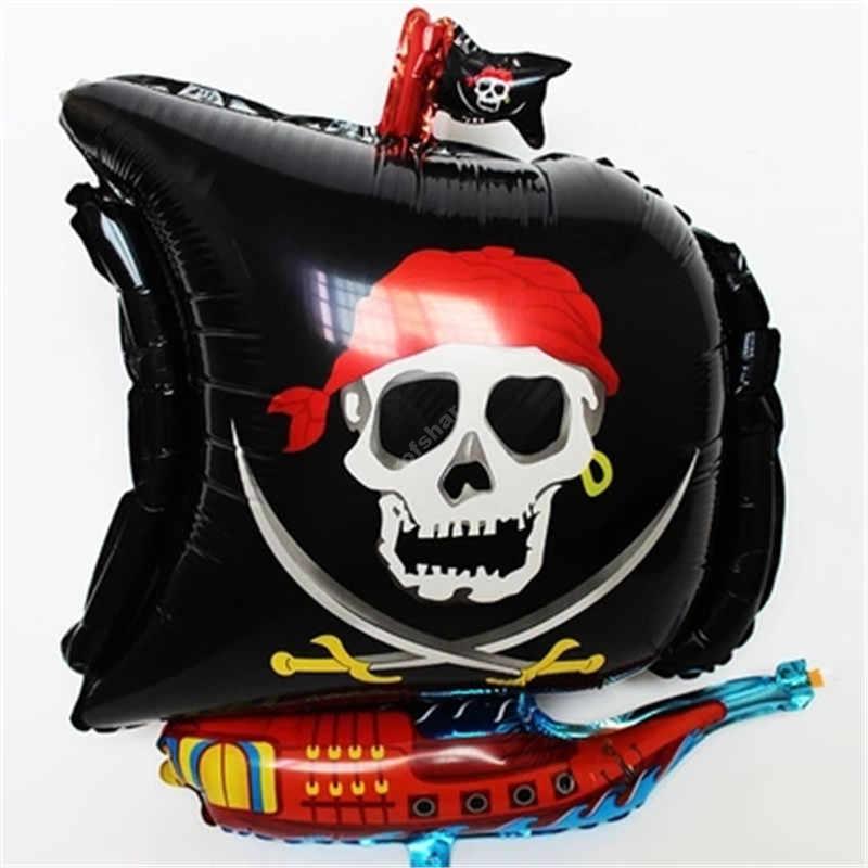 Фольгированный шар «Пиратский корабль Череп» цвет черный