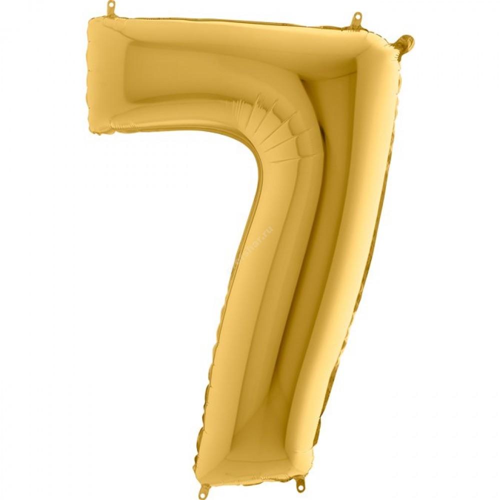 Фольгированная цифра золотая «семь»