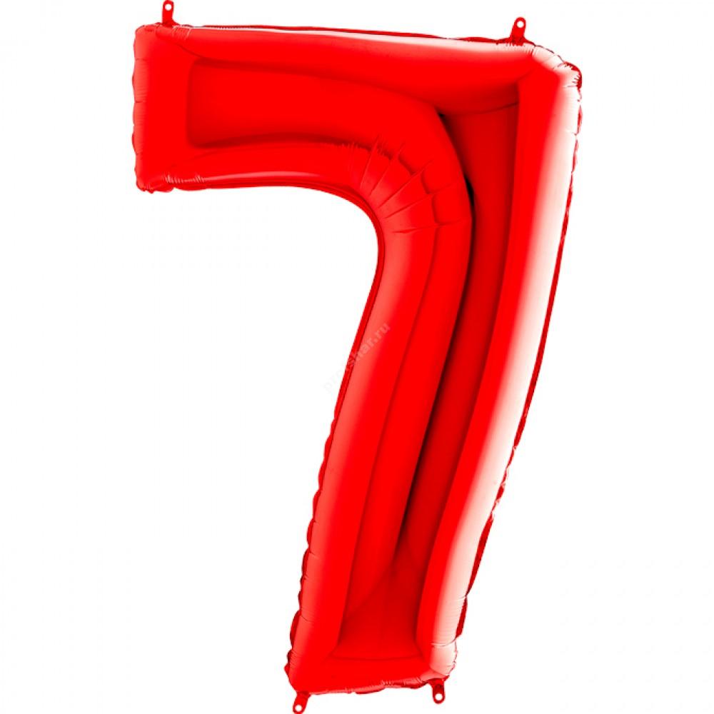Фольгированная цифра красная «семь»