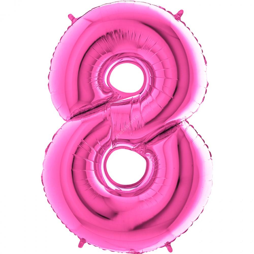 Фольгированная цифра розовая «восемь»