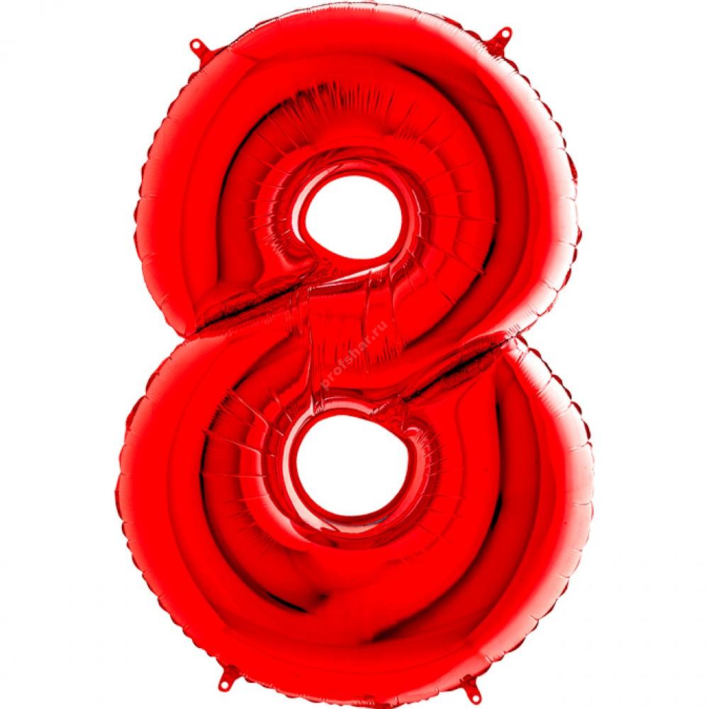 Фольгированная цифра красная «восемь»