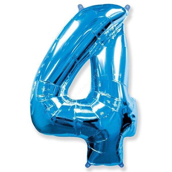 Фольгированная цифра голубая «четыре»