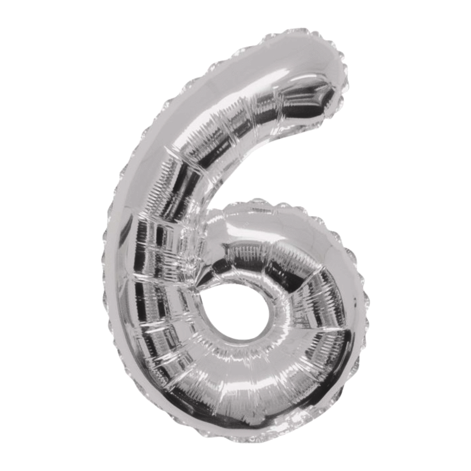Фольгированная цифра серебро «шесть»