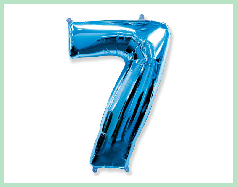 Фольгированная цифра голубая «семь»
