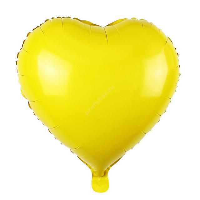 Шар фольгированный сердце цвет яркий желтый